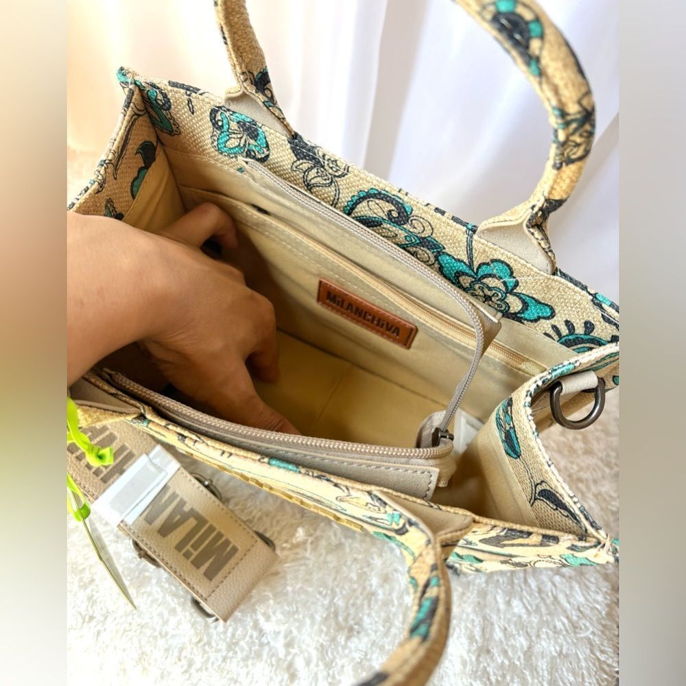 Floral Tote Bag - Cream and Green - Picture 6 of 10